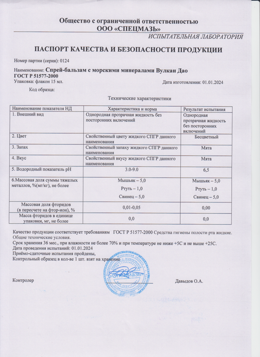 Паспорт №012024